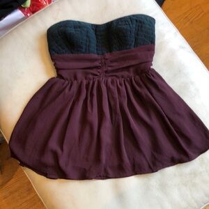 Anthropologie Maeve Strapless Black and Burgundy boho top
